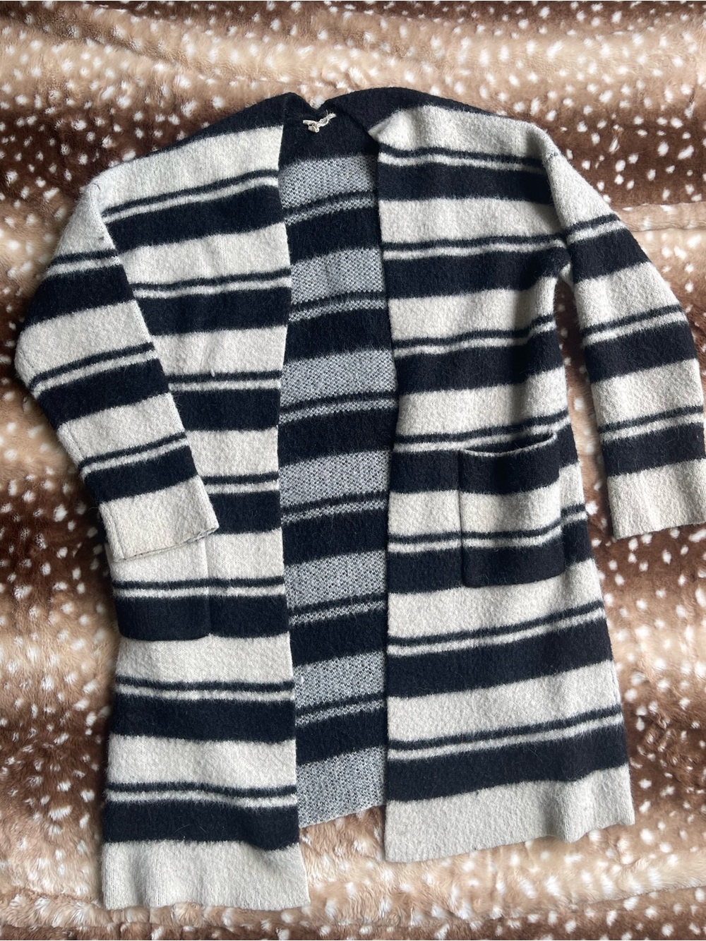 Super soft striped open knit cardigan